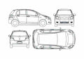 Blueprint Yaris 5 door Hatchback 2006 A4 Photo Print
