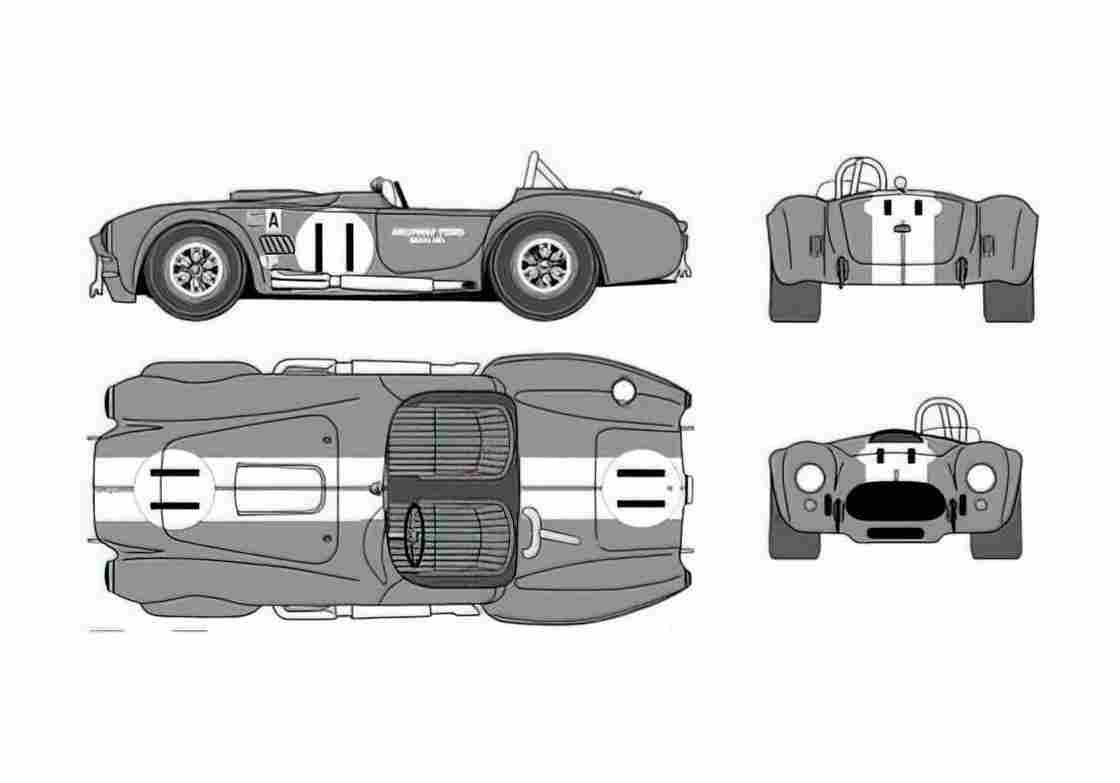 Blueprint ac cobra 427 1965 01 A4 Photo Print