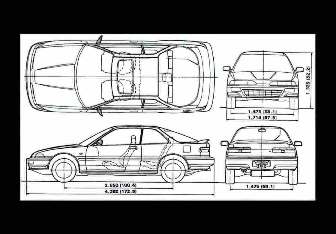 Blueprint acura integra 1990 rs coupe 01 01 A4 Photo Print