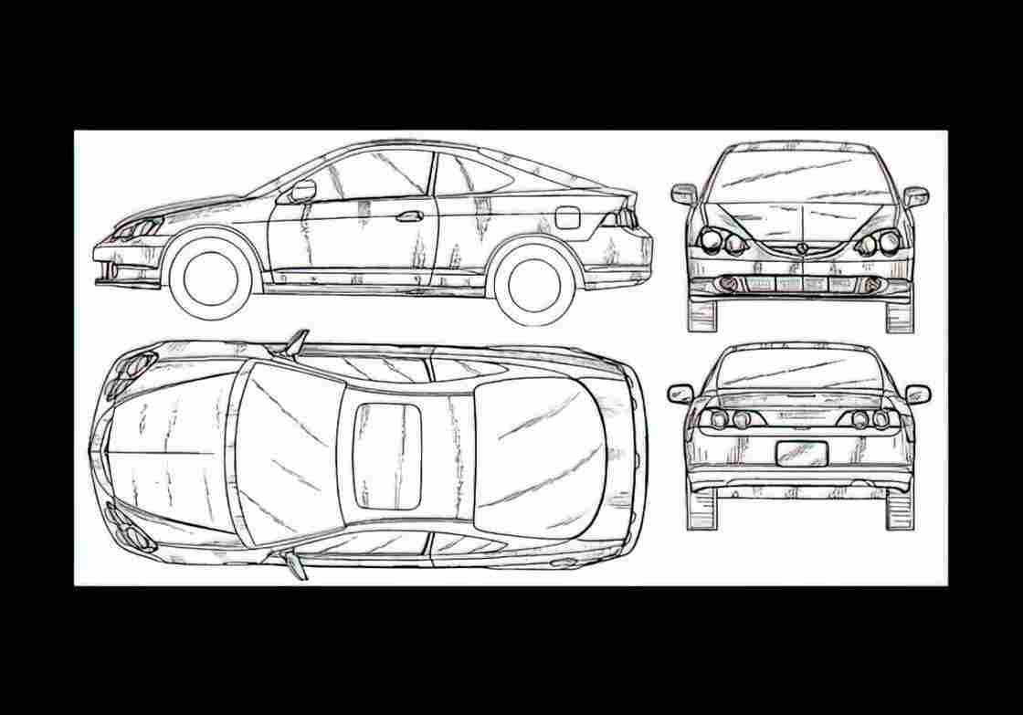 Blueprint acura rsx 01 01 A4 Photo Print