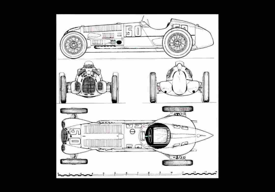 Blueprint alfa romeo 12c 1938 01 01 A4 Photo Print