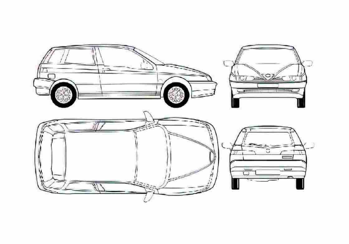 Blueprint alfa romeo 145 02 01 01 A4 Photo Print