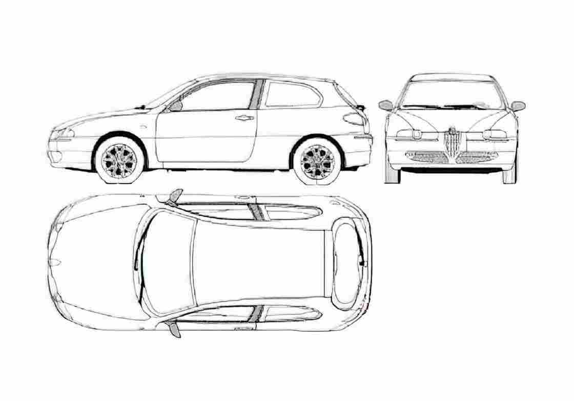 Blueprint alfa romeo 147 3 door 01 A4 Photo Print