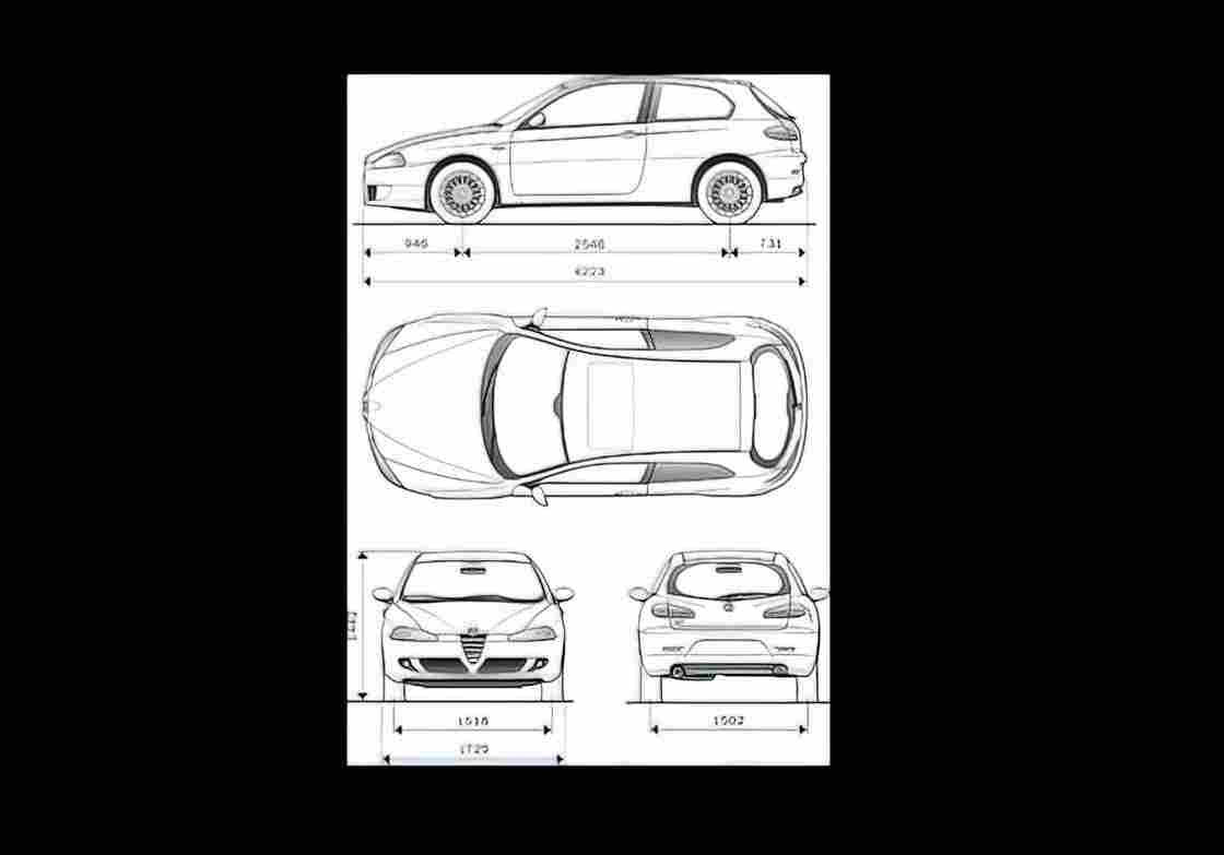 Blueprint alfa romeo 147 3 door 2007 2 01 01 A4 Photo Print