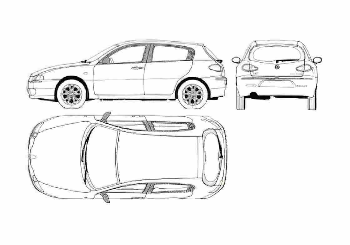 Blueprint alfa romeo 147 5 door 01 A4 Photo Print