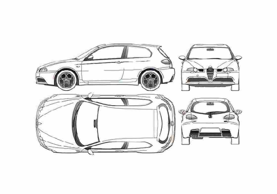 Blueprint alfa romeo 147 gta 01 A4 Photo Print