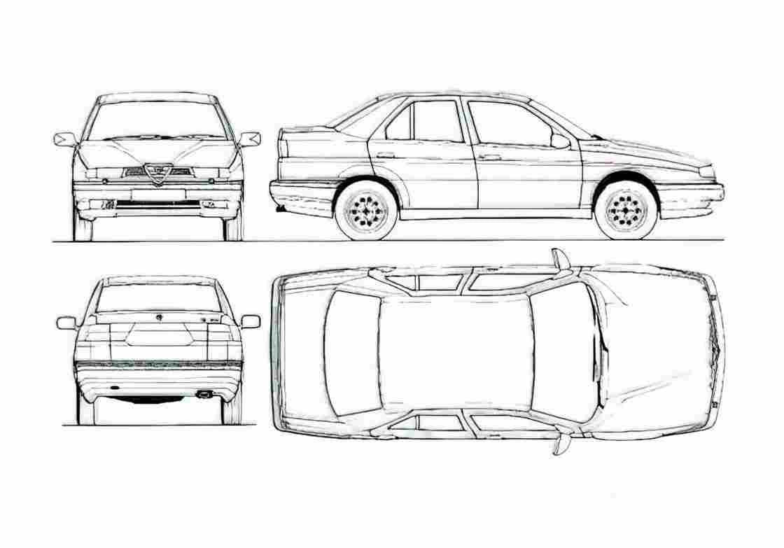 Blueprint alfa romeo 155 qv 1993 44483 01 A4 Photo Print