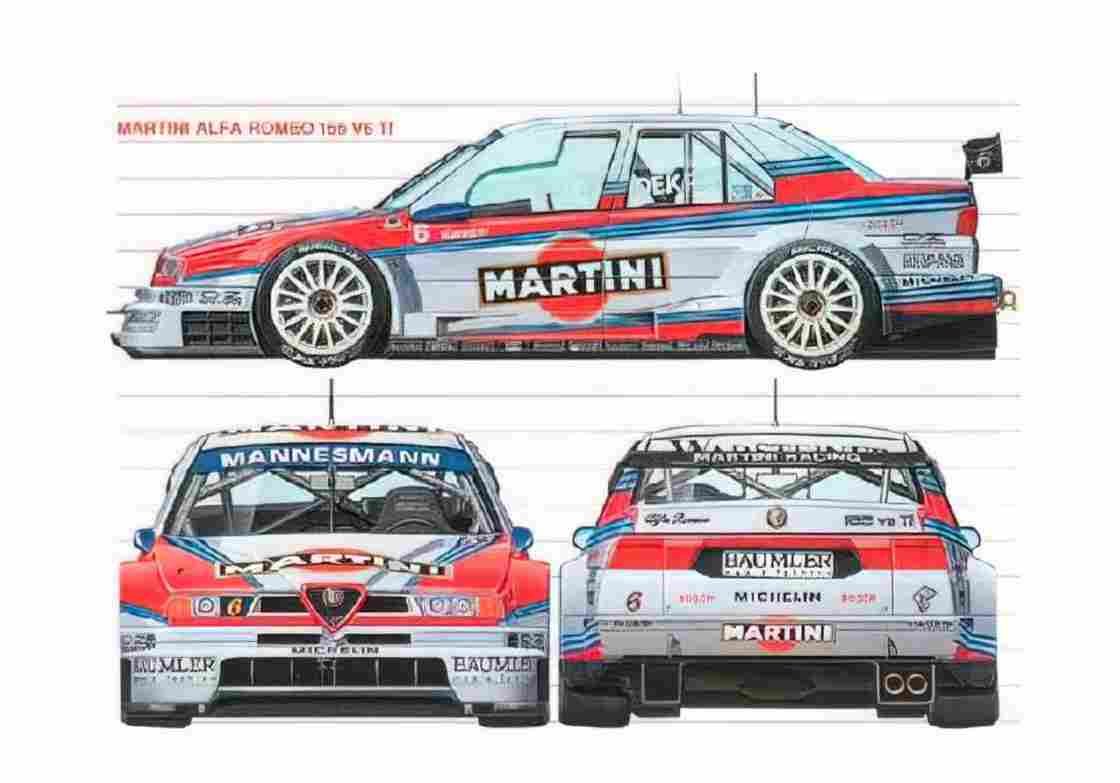 Blueprint alfa romeo 155 v6 ti sportscar 01 01 A4 Photo Print