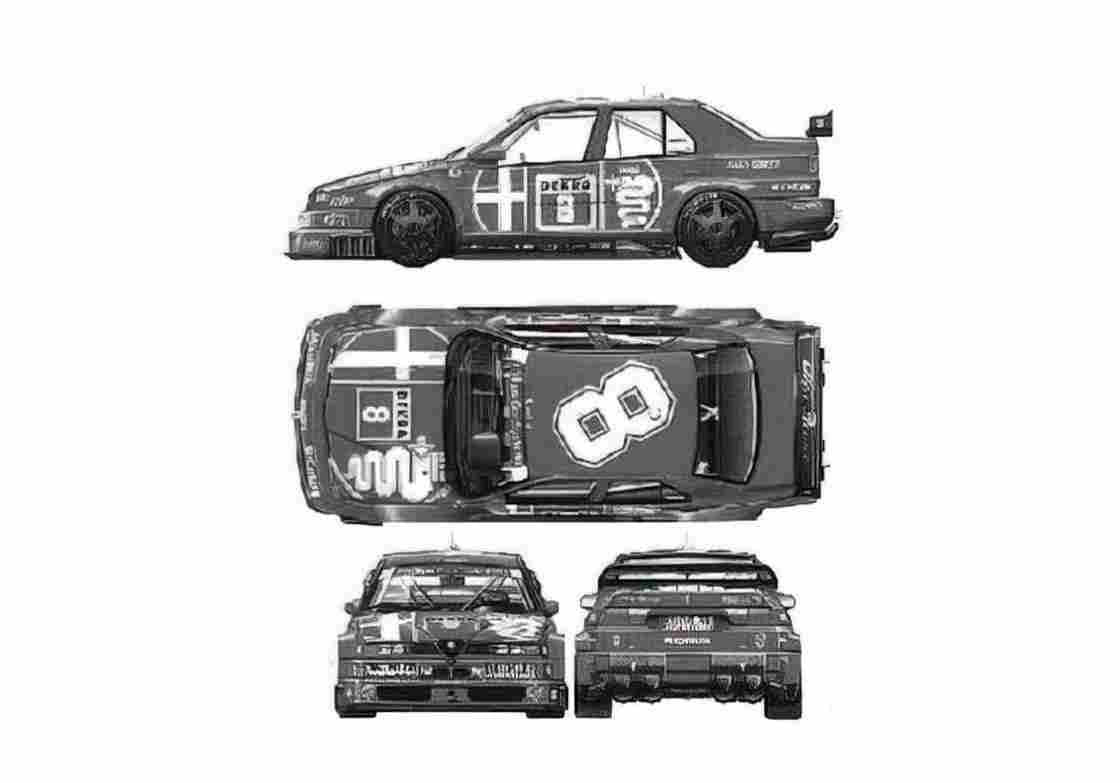 Blueprint alfa romeo 155 v6ti 01 A4 Photo Print