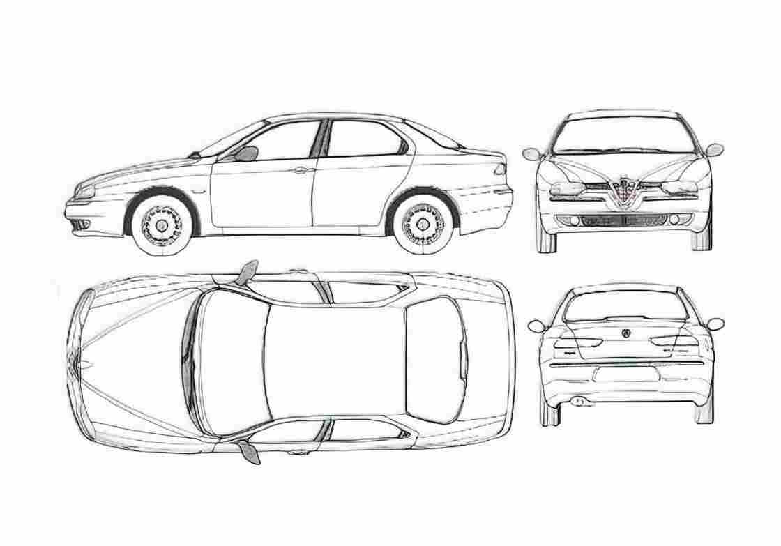 Blueprint alfa romeo 156 01 01 A4 Photo Print