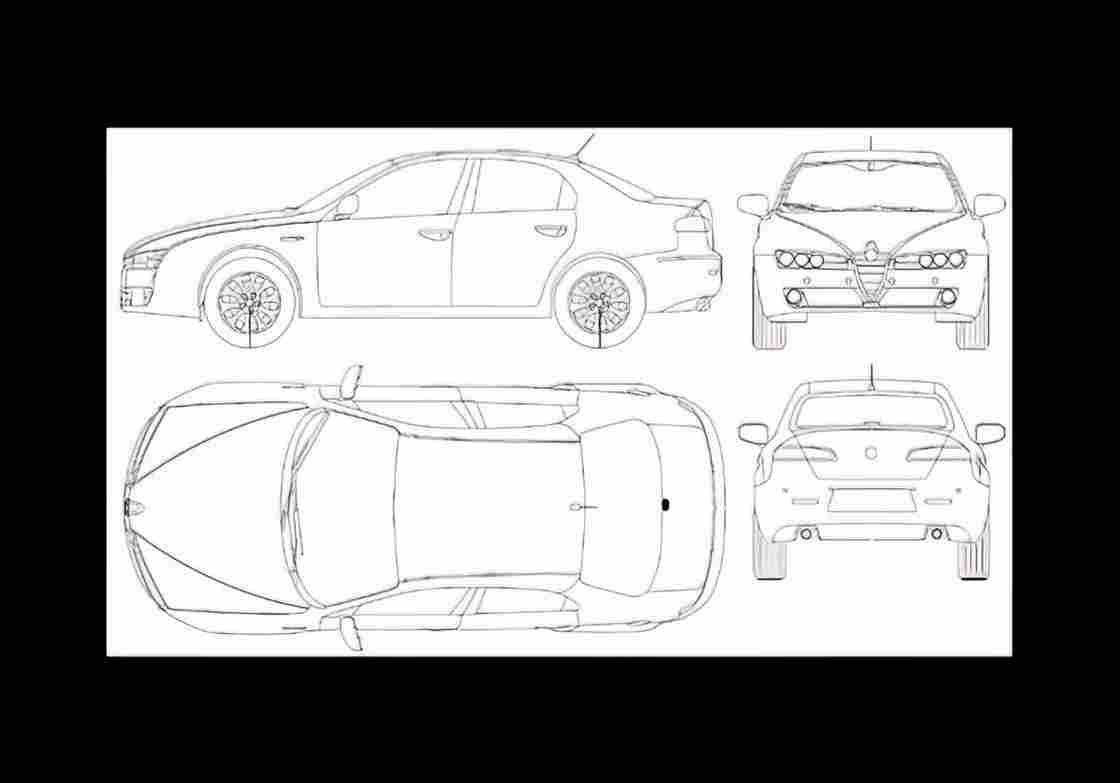 Blueprint alfa romeo 159 01 01 A4 Photo Print