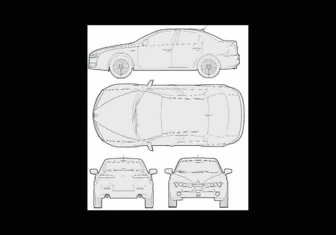 Blueprint alfa romeo 159 2006 01 A4 Photo Print
