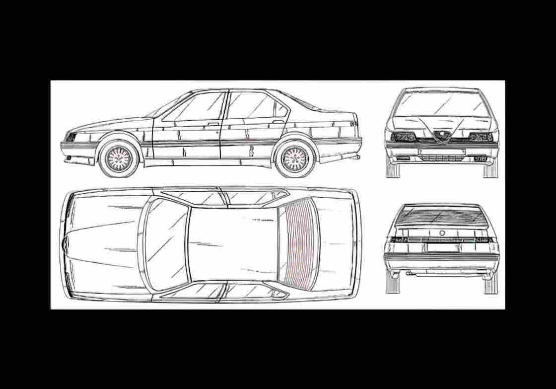 Blueprint alfa romeo 164 01 01 A4 Photo Print