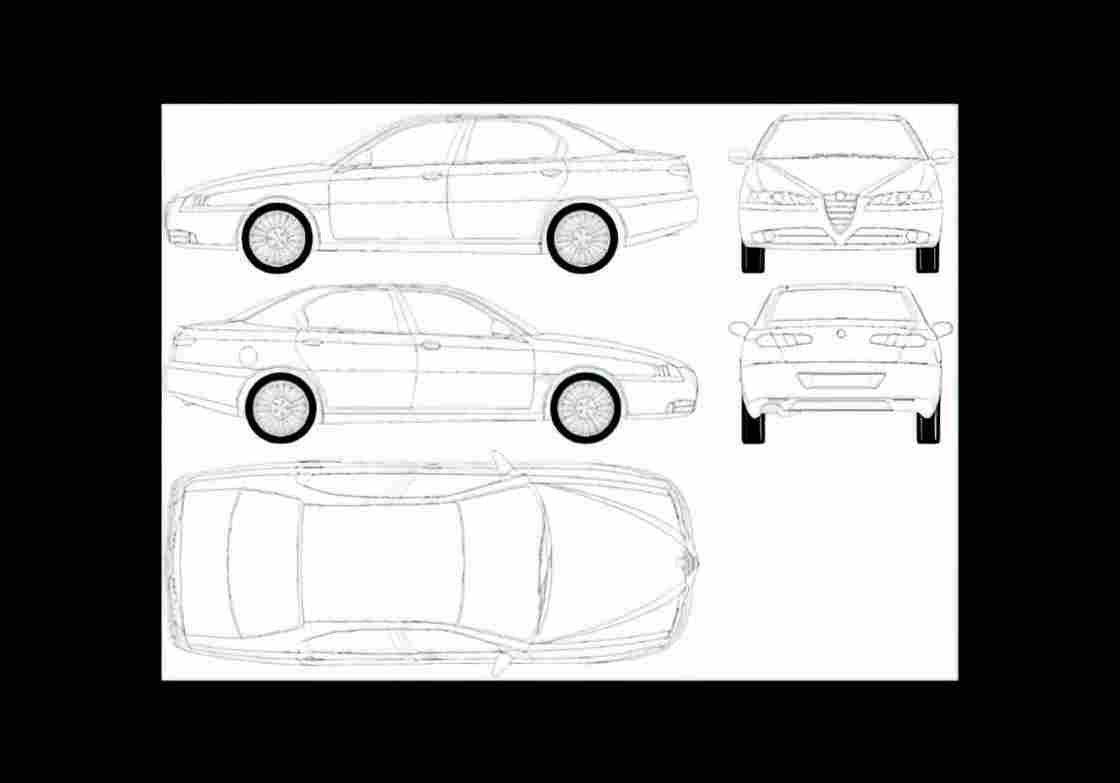 Blueprint alfa romeo 166 2003 01 01 A4 Photo Print