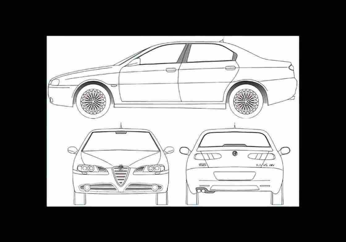 Blueprint alfa romeo 166 2005 01 01 A4 Photo Print
