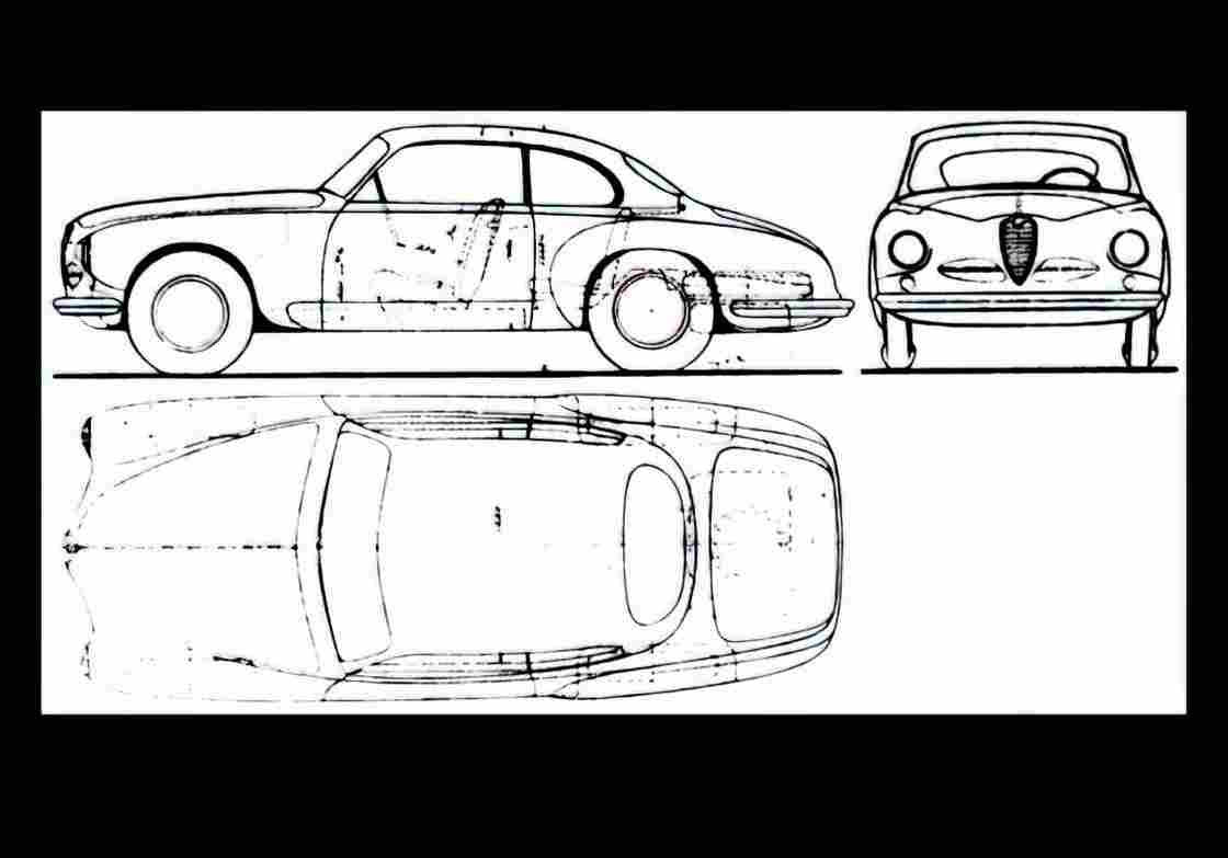 Blueprint alfa romeo 1900 coupe 1950 2 01 01 A4 Photo Print