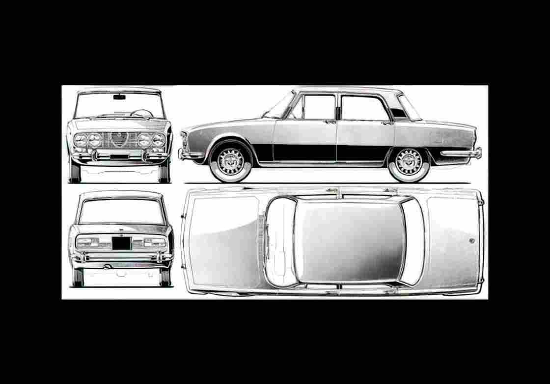 Blueprint alfa romeo 2000 berlina 1971 01 01 A4 Photo Print