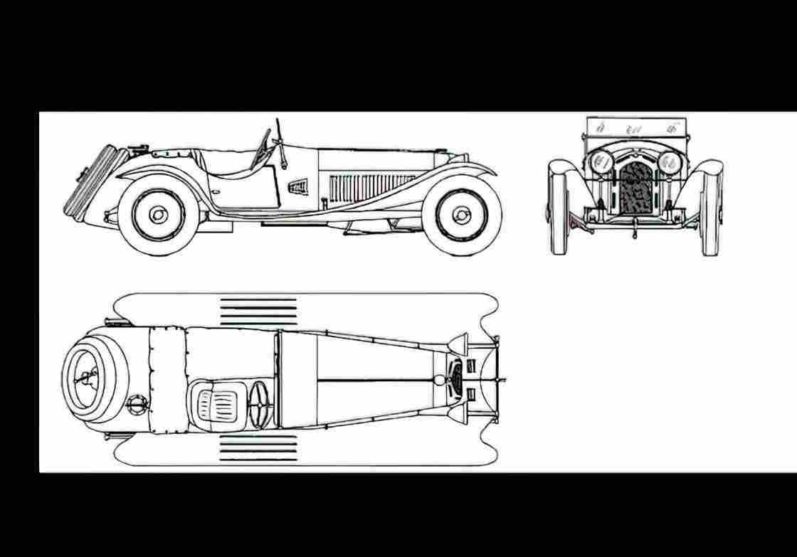 Blueprint alfa romeo 23 spider 1931 01 A4 Photo Print