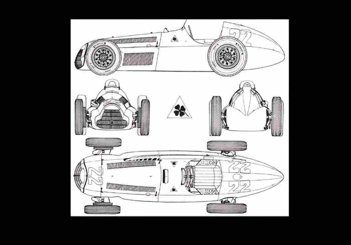 Blueprint alfa romeo type 158 1 01 01 A4 Photo Print