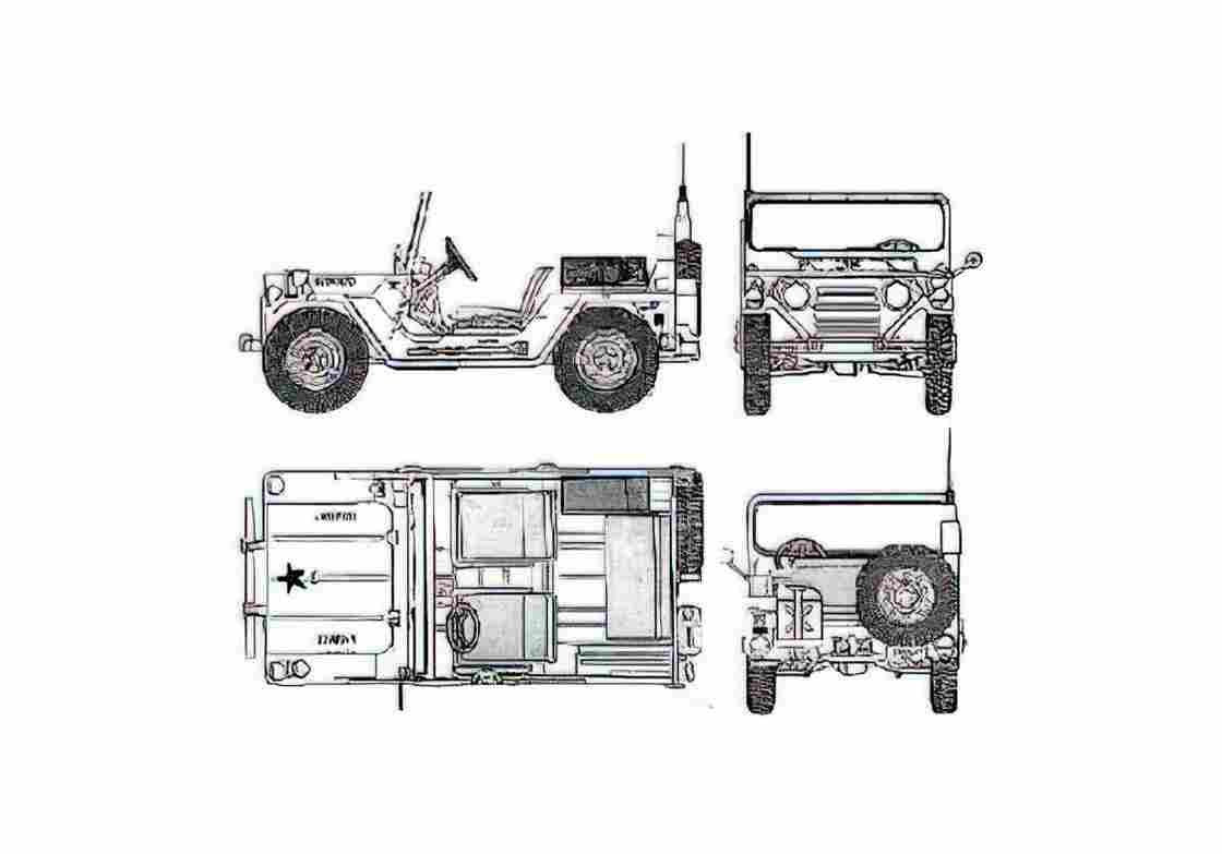 Blueprint am general m151a2 mutt 01 A4 Photo Print