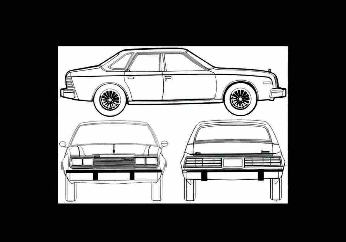 Blueprint amc concord 4 door sedan 1980 01 A4 Photo Print