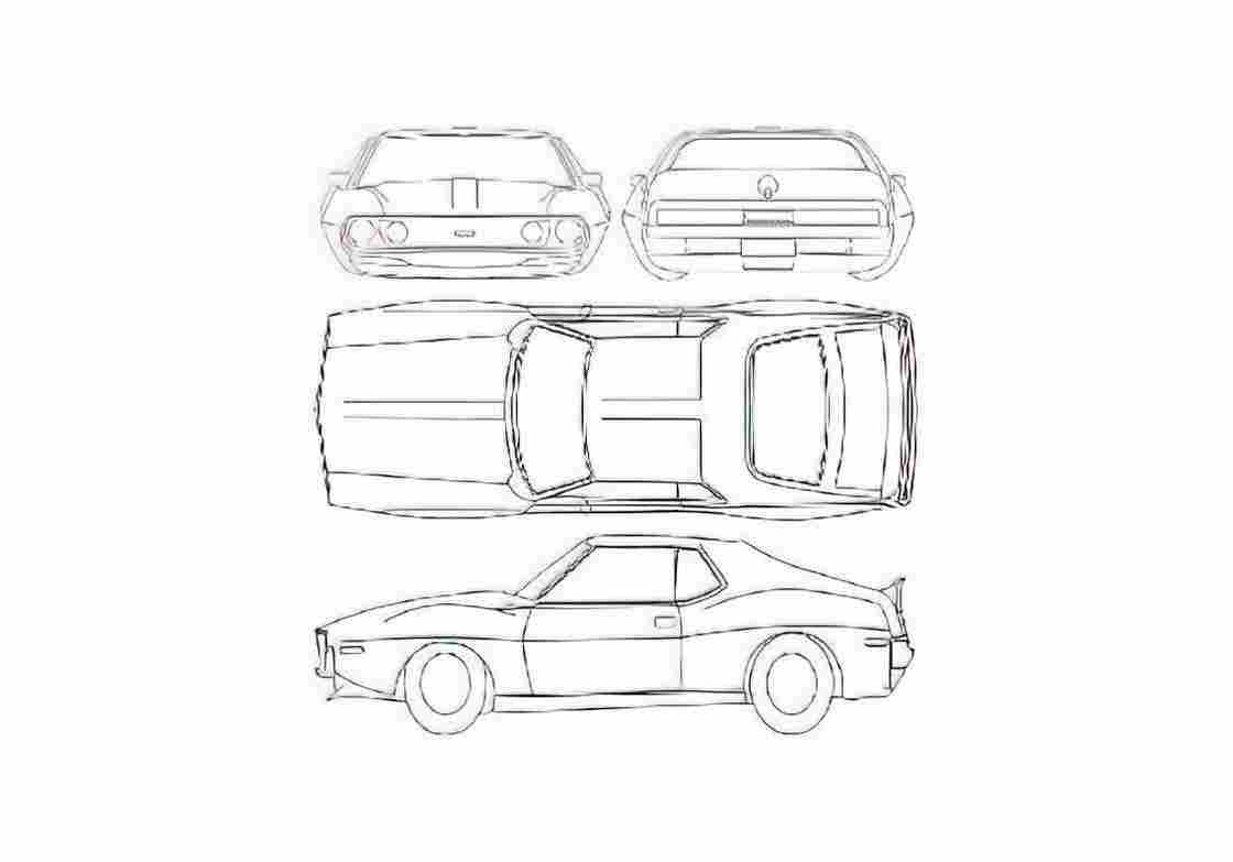 Blueprint amc javelin 1972 01 A4 Photo Print
