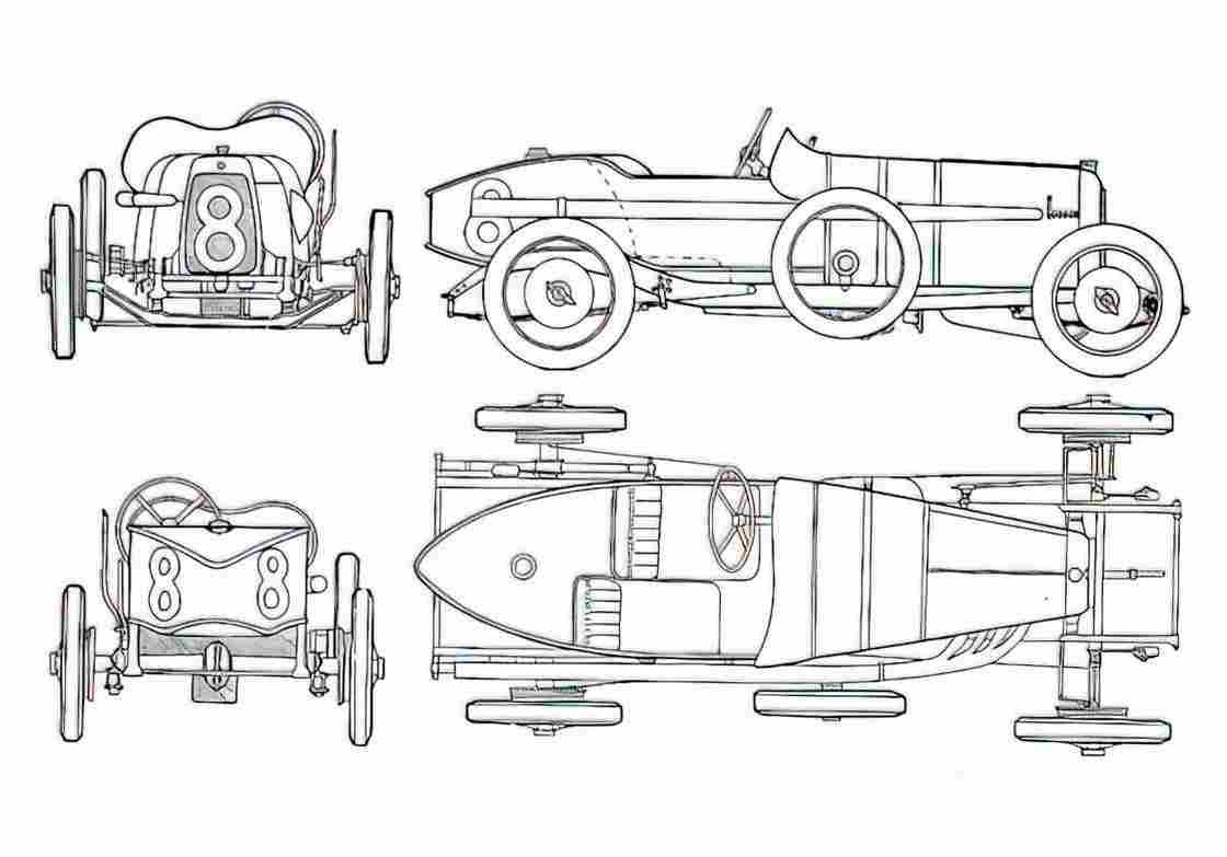 Blueprint aston martin 15l gp 1921 01 A4 Photo Print