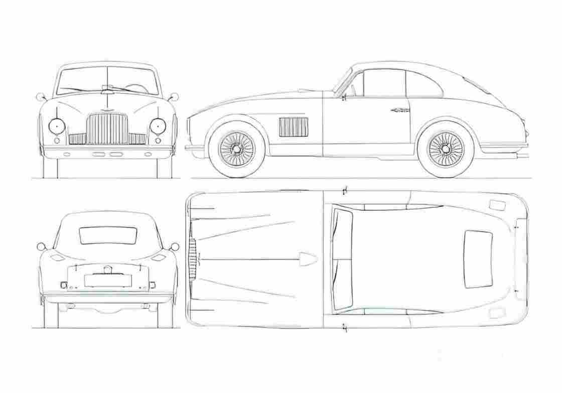 Blueprint aston martin db2 1950 01 A4 Photo Print