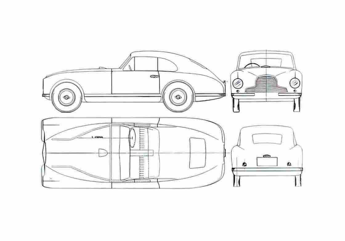 Blueprint aston martin db2 1951 01 A4 Photo Print