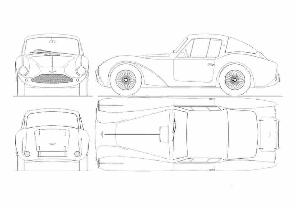 Blueprint aston martin db3s 1954 01 A4 Photo Print