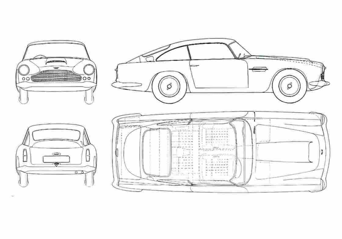 Blueprint aston martin db4 1961 02 01 A4 Photo Print
