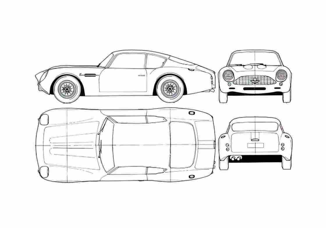 Blueprint aston martin db4 zagato 01 A4 Photo Print