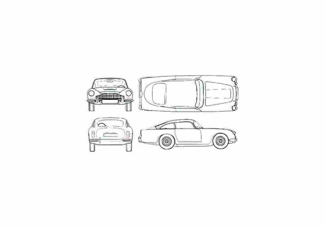 Blueprint aston martin db5 1965 01 A4 Photo Print