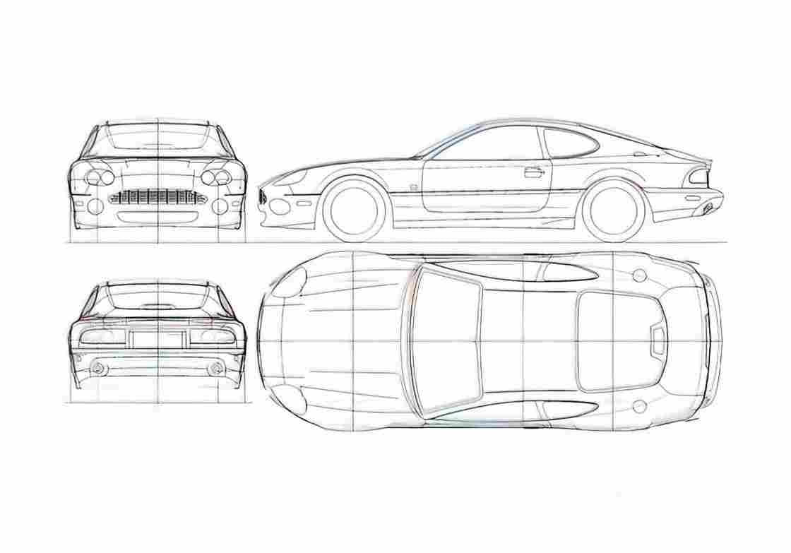 Blueprint aston martin db7 vantage 1999 3 01 A4 Photo Print