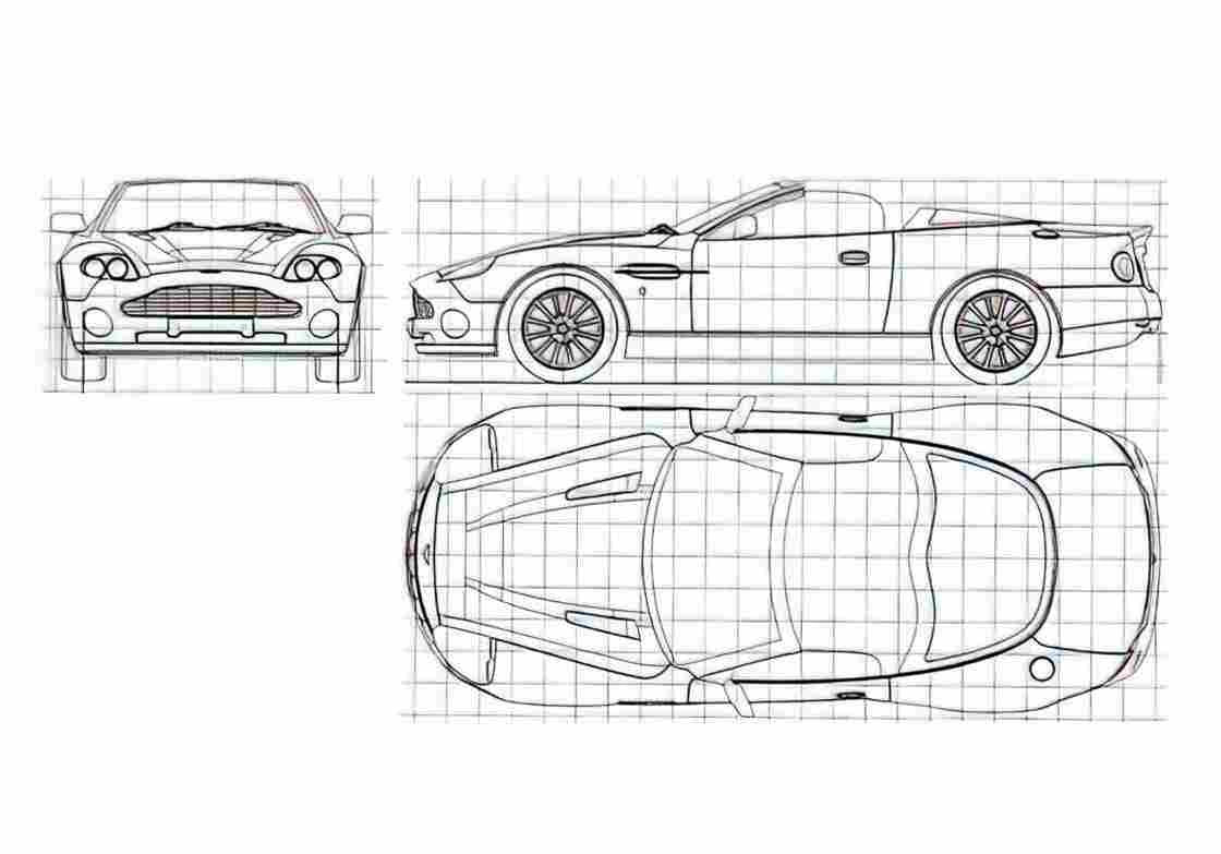 Blueprint aston martin db7 zagato convertible 01 A4 Photo Print