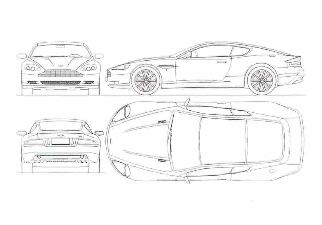 Blueprint aston martin db9 2004 01 A4 Photo Print