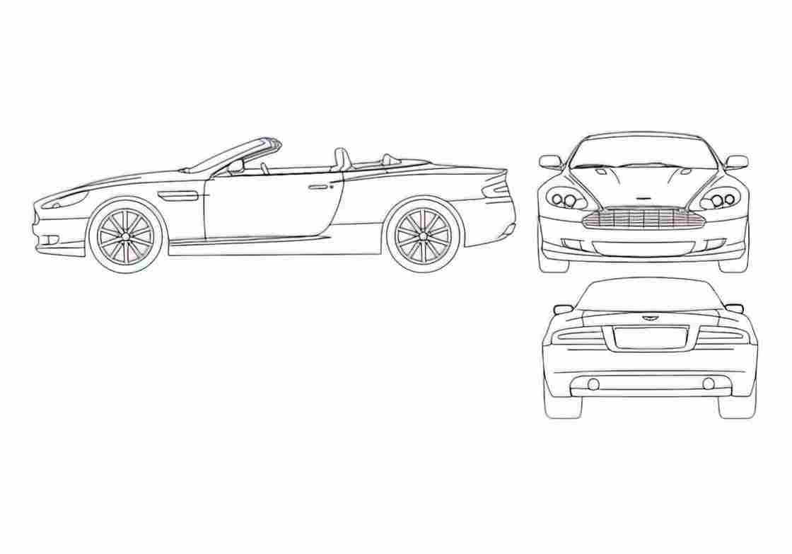 Blueprint aston martin db9 2005 volante 01 A4 Photo Print