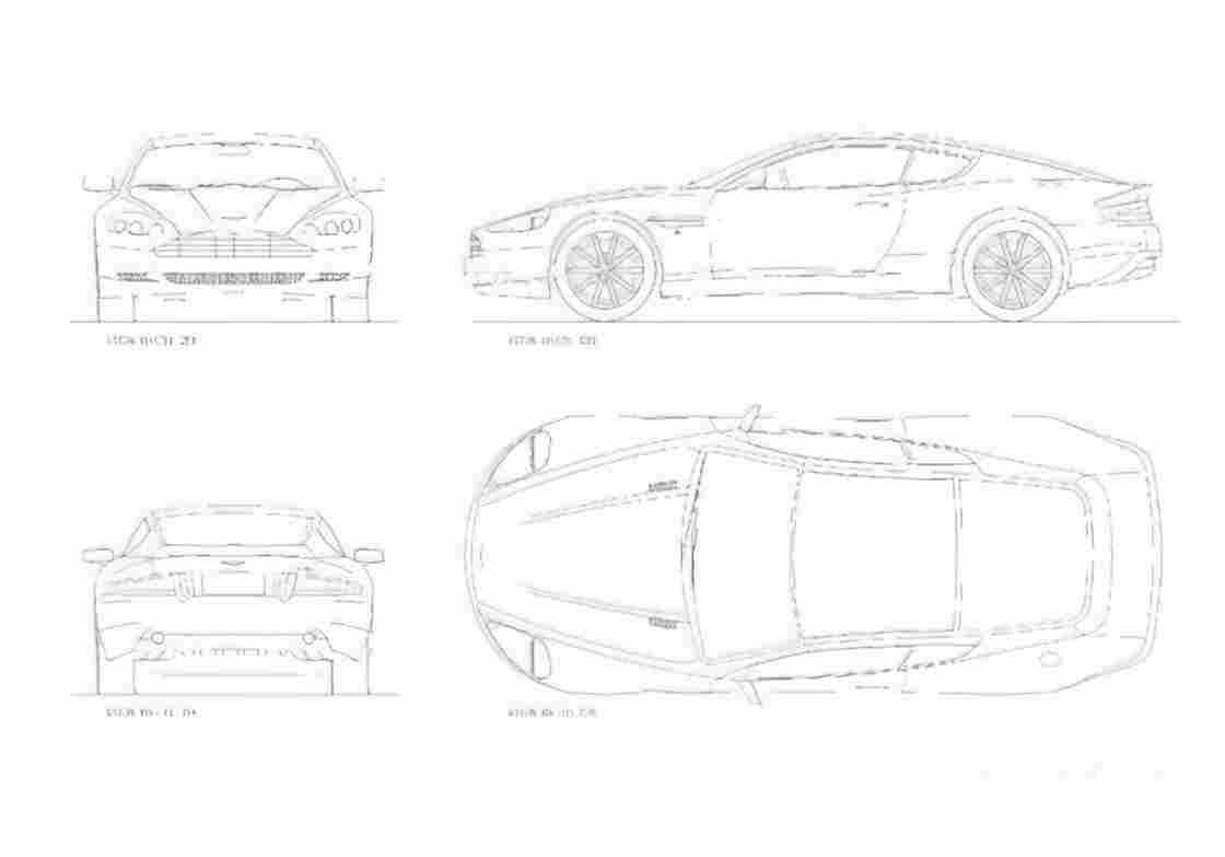 Blueprint aston martin db9 2008 01 A4 Photo Print