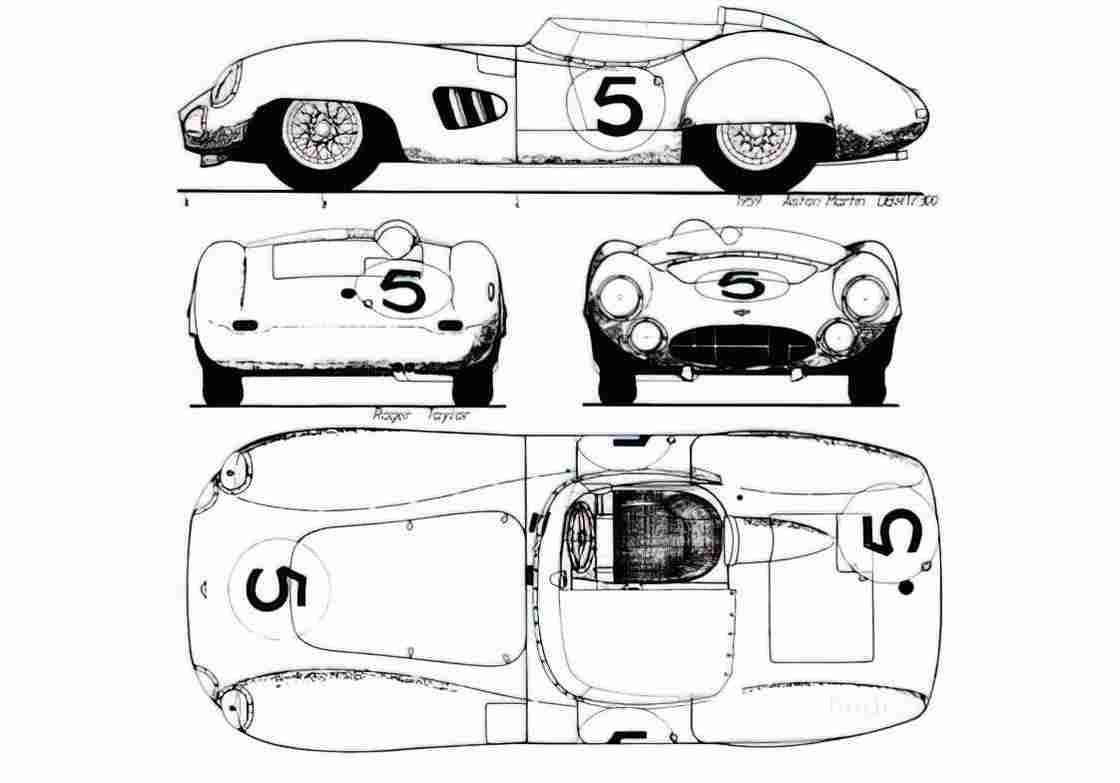 Blueprint aston martin dbr1 01 A4 Photo Print