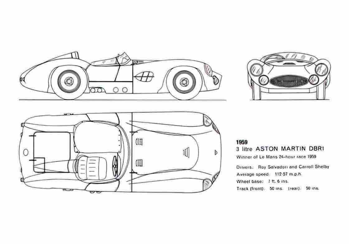 Blueprint aston martin dbr1 1959 01 A4 Photo Print