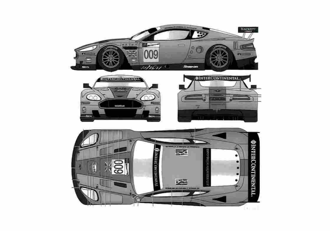Blueprint aston martin dbr9 le mans 2008 01 A4 Photo Print
