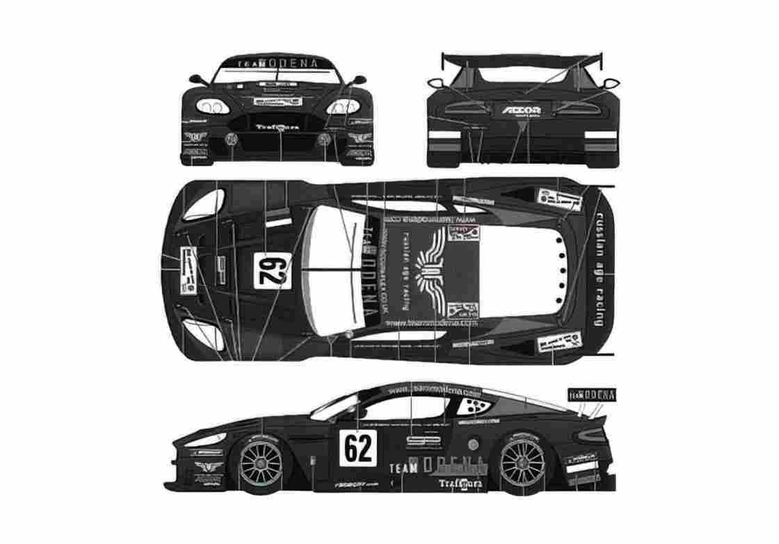 Blueprint aston martin dbr9 lemans 2006 privater no62 01 A4 Photo Print