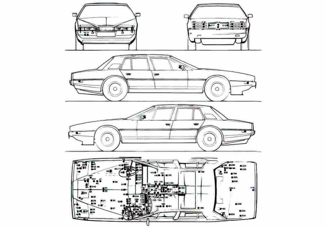 Blueprint aston martin lagonda 1977 01 A4 Photo Print