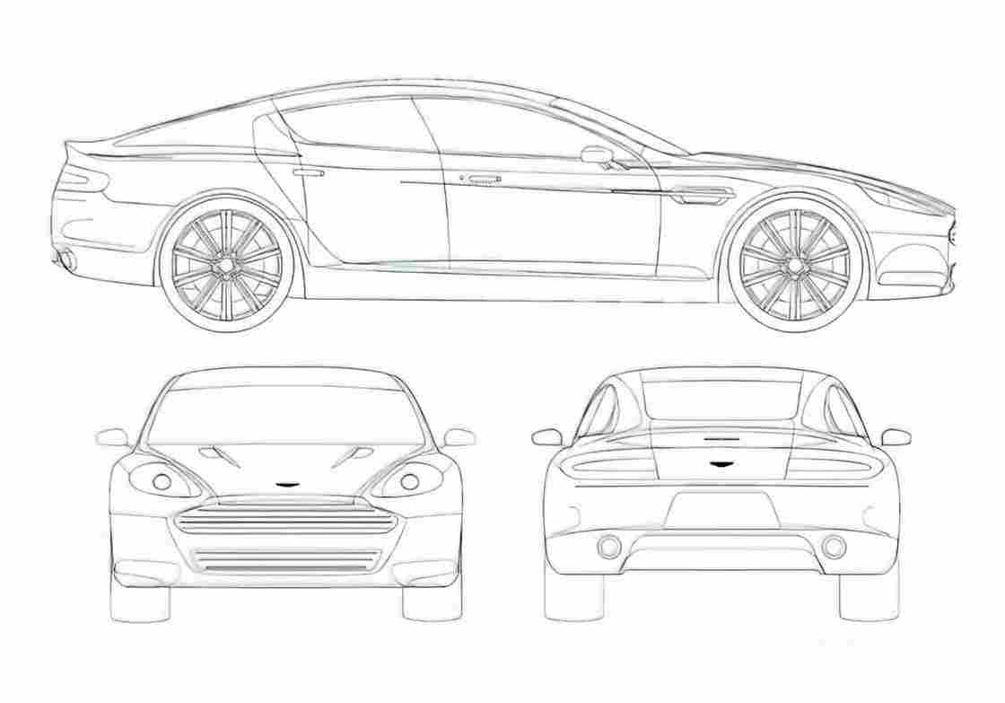 Blueprint aston martin rapide 2010 01 A4 Photo Print