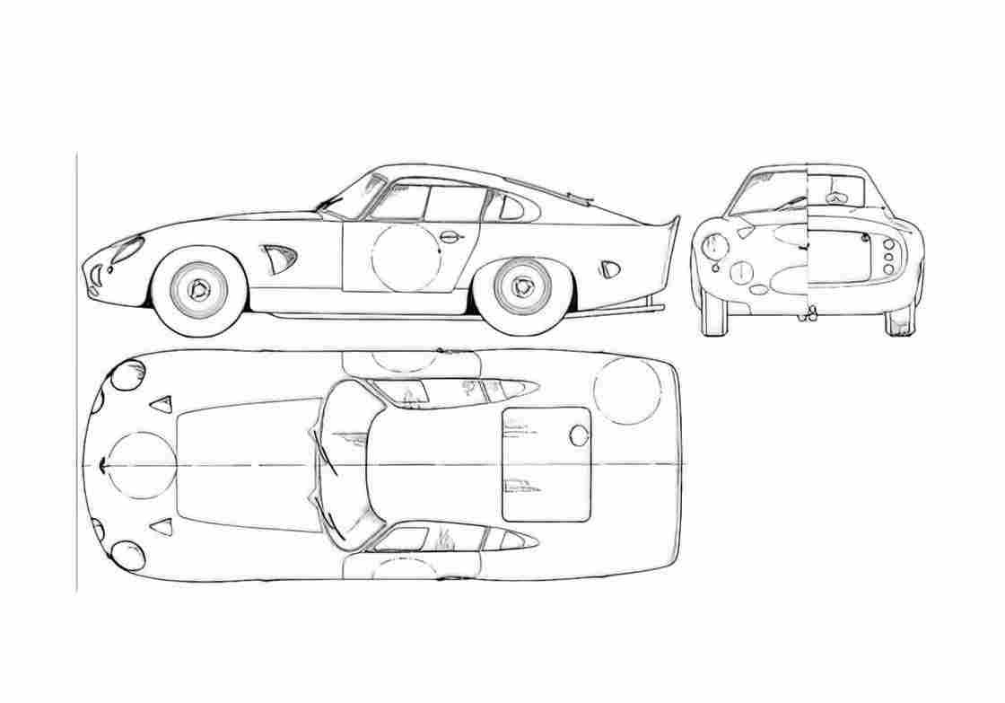 Blueprint aston martin type 215 zagato 01 A4 Photo Print