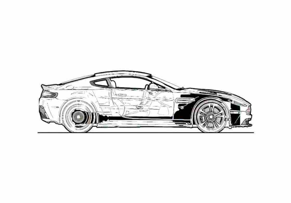 Blueprint aston martin v12 vantage coupe 2011 01 A4 Photo Print