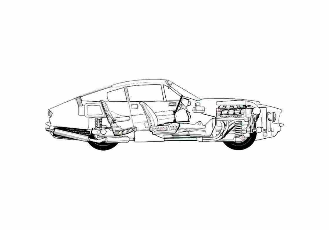 Blueprint aston martin v8 1975 01 A4 Photo Print