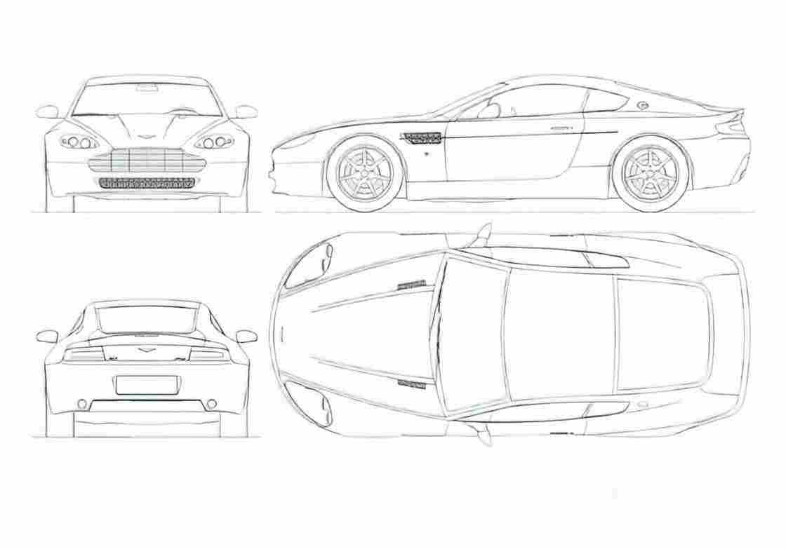 Blueprint aston martin v8 vantage 2004 01 A4 Photo Print