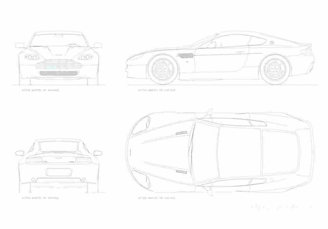 Blueprint aston martin v8 vantage 2006 01 A4 Photo Print