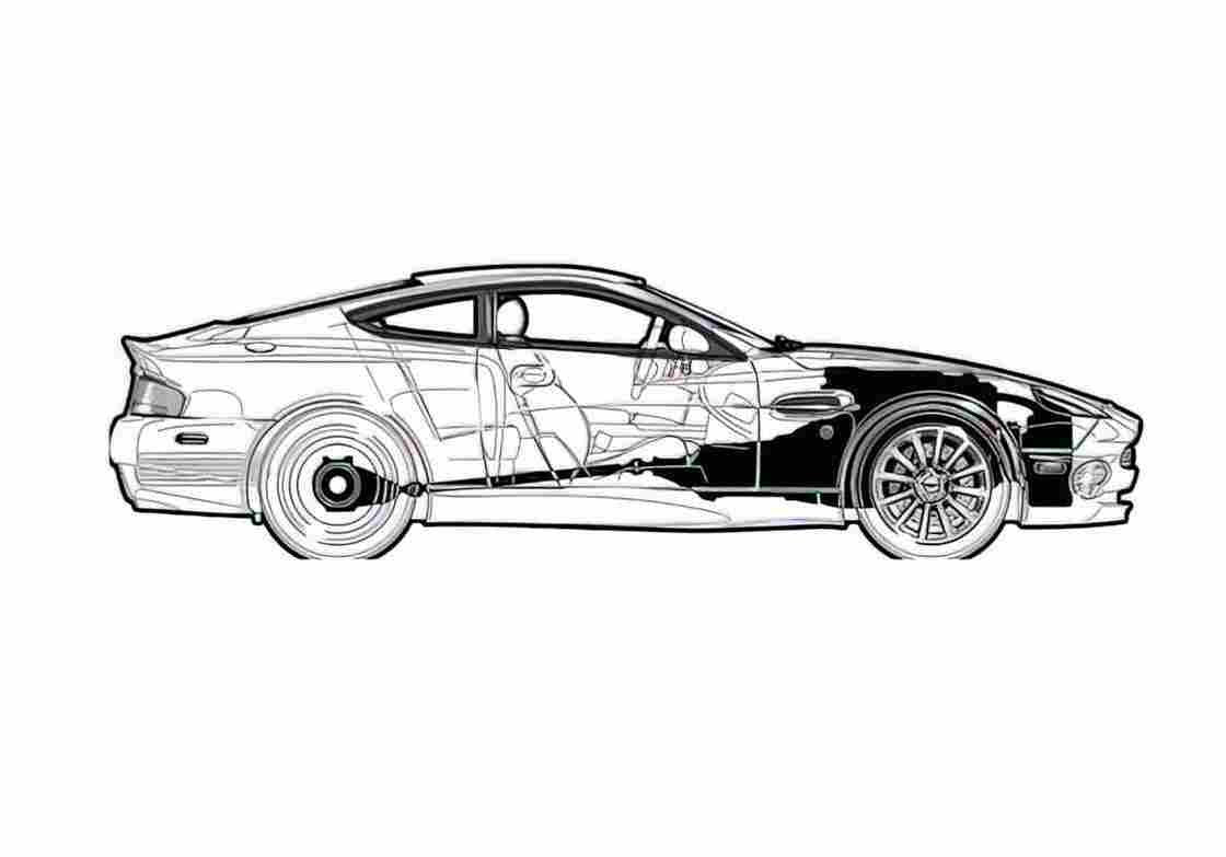 Blueprint aston martin vanquish 2002 01 A4 Photo Print